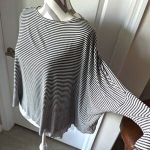 Fun Pinstriped Oversized Jersey Knit Top